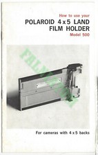 Vintage Polaroid 4x5 Land Film Holder Model 500 Instruction Manual