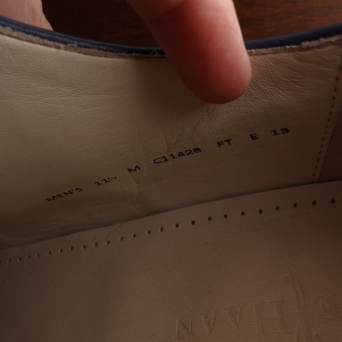 Scarpe eleganti Cole Haan uomo taglia 11,5 M blu pelle punta alare derby carriera C11428 - Foto 14 di 15