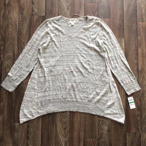 Style & Co. V-Ausschnitt Сrescent Hem Space Dayed Tunika Damen: Rosa L XL XXL; Grau L - Bild 10 von 15