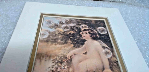 Bessie Pease Gutmann "BUBBLES" Cupid / Cherub picture w/frame 8" X 10" - Picture 4 of 9