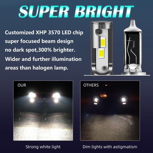 For Mercedes-Benz E300 1995 6000K LED Headlight High/Low Beam Super Bright Bulbs - Picture 8 of 12