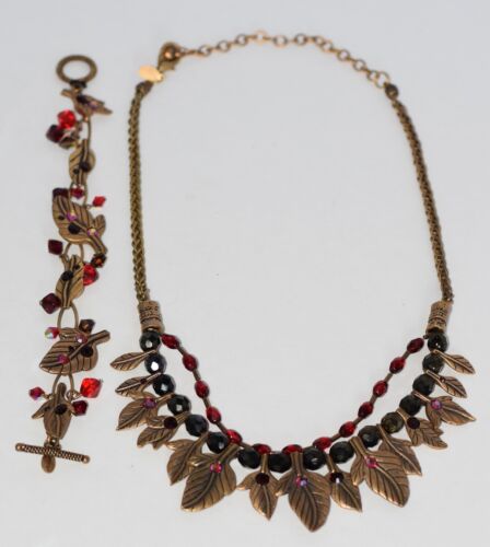 Ensemble collier + bracelet strass aurores boréales feuilles et baies CHICO’S
