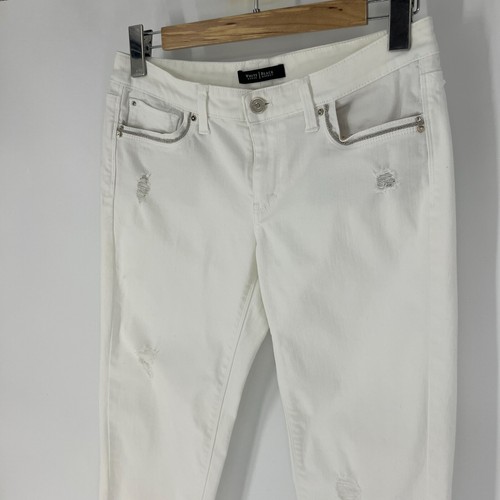 White House Black Market Distressed Girlfriend Jeans Womens Size 4 White Denim - Bild 5 von 10