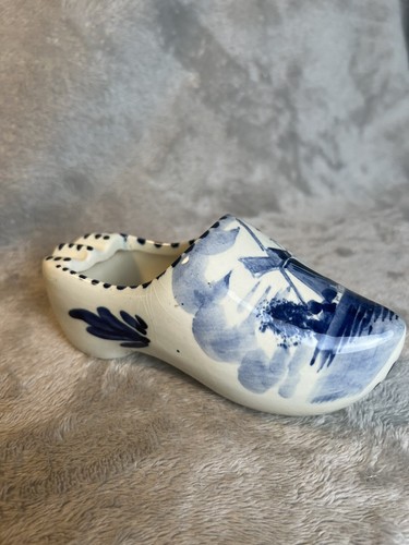 Delft-Blue-Dutch-Pottery-Shoe-Ashtray-Hand Painted Folk Art-Holland Vintage - Picture 4 of 10