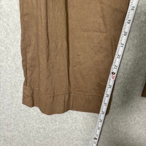 Elie Tahari Pants Womens Size 4 Brown Linen Wide Leg Pleated Ankle Belt Neutral - Bild 9 von 13