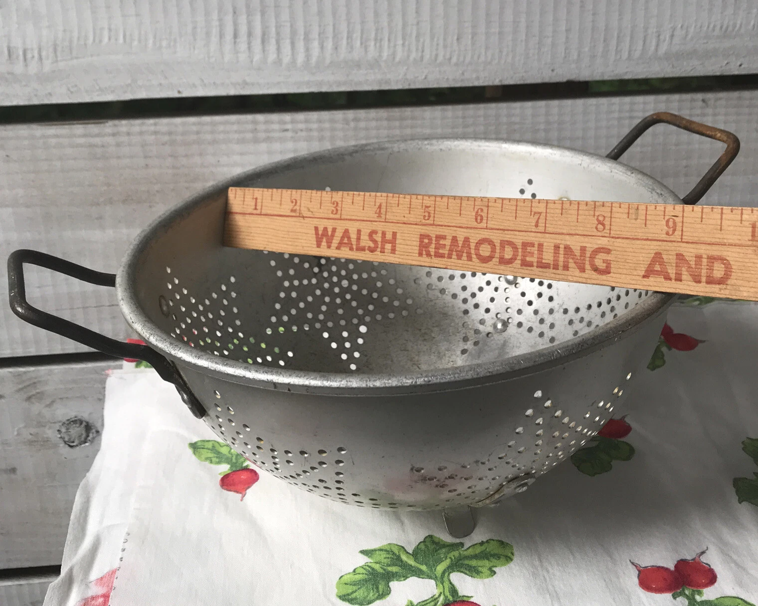 Farmhouse Vintage 9" Colander Strainer 7 Stars Footed Handles Aluminum Mirro?