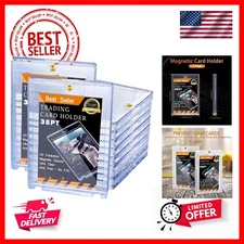15 Pieces Magnetic Card Cases Acrylic Card 35 PT Clear Trading Cards Protecto...