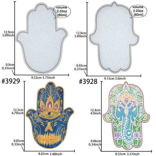 Hamsa Resin Epoxy Silicone Mold for Fatima Coaster Wall Hanging Ornament DIY - Imagen 2 de 16