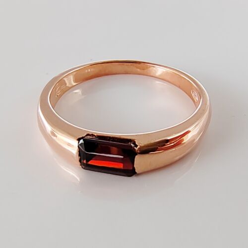 Anello Fedina in Argento 925 Uomo Donna con Granato Gioielli Bagno Oro Rosa - Bild 3 von 15