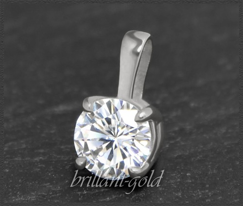 Diamant Anhänger, 1ct Solitär Brillant in River E & Si, 585 Weißgold Gleiter - Bild 5 von 7