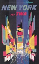 New York: Fly TWA (The Jet Age), 1965 - Miniature Poster/Book Clipping