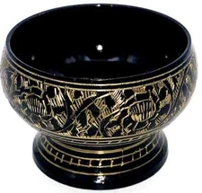 (CRN-2) Decorated Brass Charcoal  Incense Burner W/ Wooden Coaster FREE SHIPPING