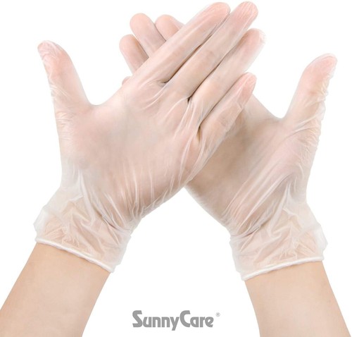 100 SunnyCare #7804 Vinyl Disposable Gloves Powder Free (Latex Nitrile Free) -XL - Picture 10 of 12