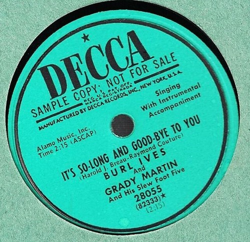 BURL IVES & GRADY MARTIN WILD SIDE OF LIFE & IT'S SO-LONG DECCA PROMO 78 EXC. - Picture 2 of 2