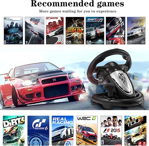 V3II High Quality Gaming Steering Wheel - 180° Rotation & Dual Vibration Motor - Picture 5 of 11