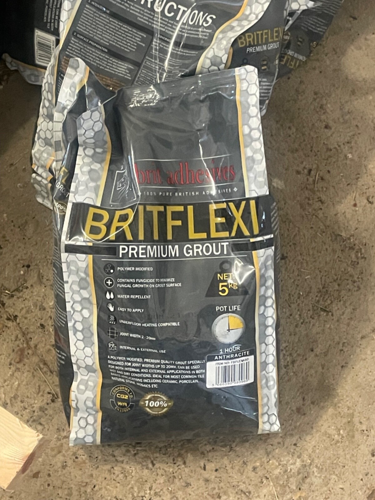 Britflex Slow-set Tile Adhesive 20kg 7 Bags and britflex1 premium grout ...