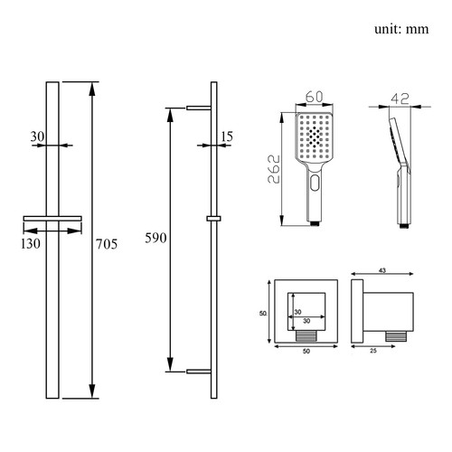 Handheld Shower Head Sliding Rail Set Chrome Brushed Nickel Gold Gun Metal Black - Picture 32 of 119