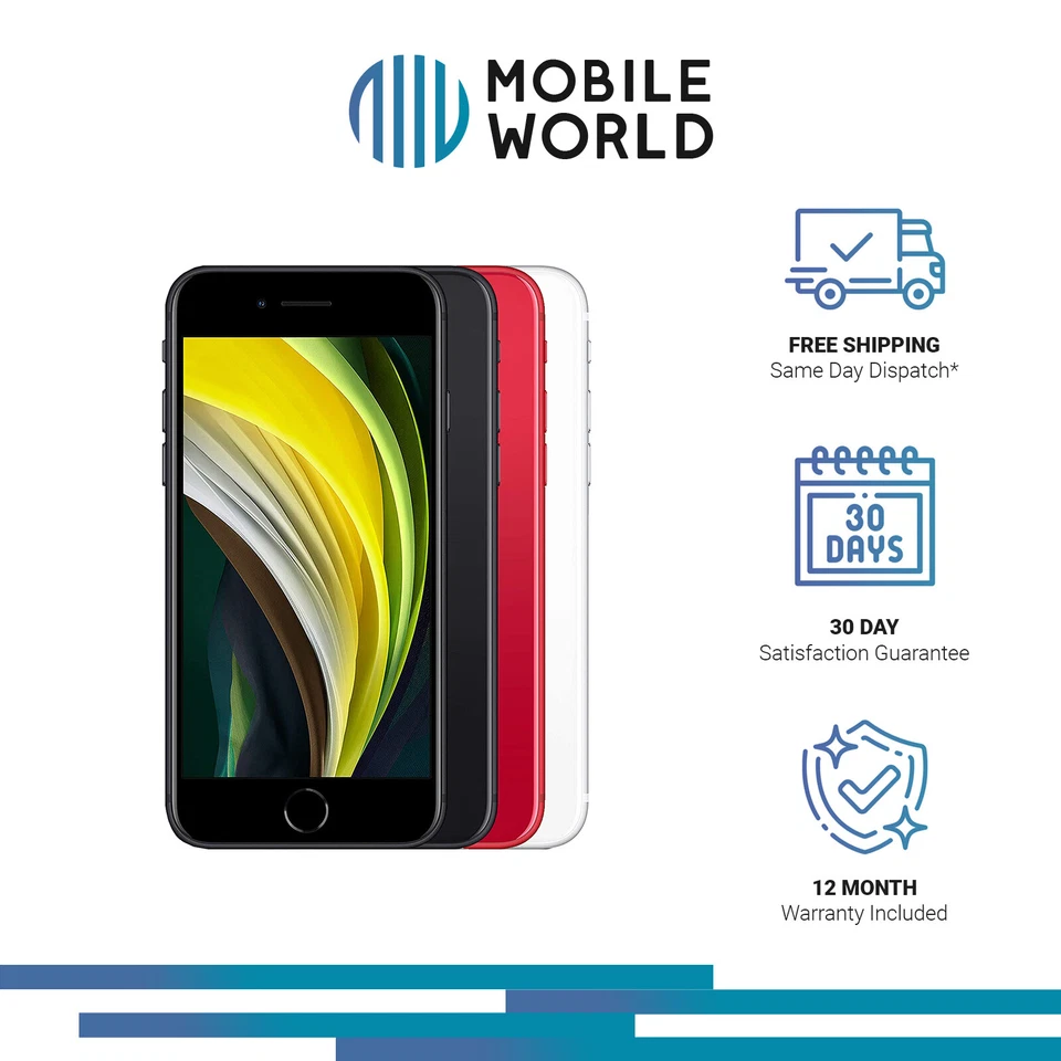 Apple iPhone SE 2020 - 64GB 128GB 256GB Black White Red - Good