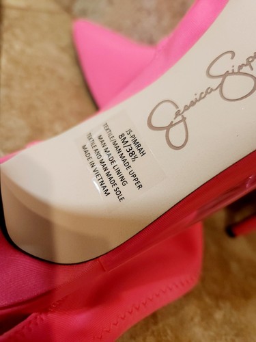 Jessica Simpson | Pimrah Pink Nylon Zip Heels Pumps Shoes Size 8 M | NEW! 💖✨️ - Picture 9 of 15