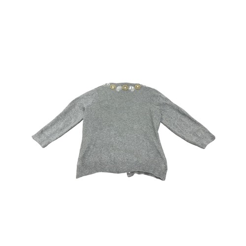 Banana Republic Strickjacke grau perlenfarben mit Strasssteinen verziert - Bild 5 von 6