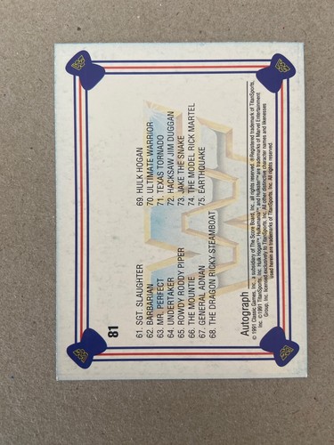 WWF WWE CLASSIC GAMES WRESTLING TRADING BLUE BOARDER 1991 WRESTLING CARDS - Picture 87 of 261