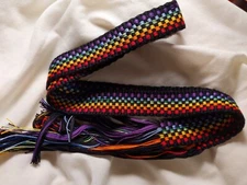 SALE! 110420202: Powder Horn inkle loom strap belt rainbow checker 35" x 1 1/8"