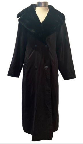 Four Seasons Padded Rain Coat Detachable Lining & Collar Black Peach Skin UK 14 - Picture 6 of 23