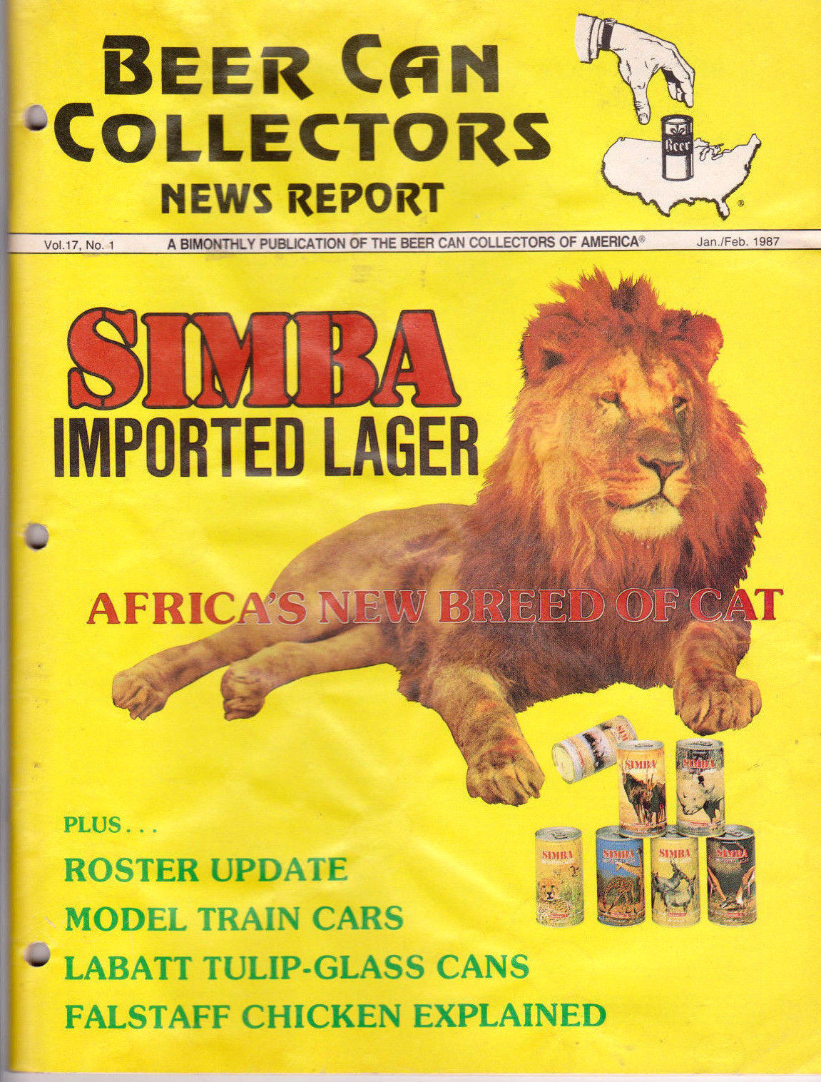 Jan/Feb 1987 BCCA Beer Can Collectors News Report - Simba Lager ...