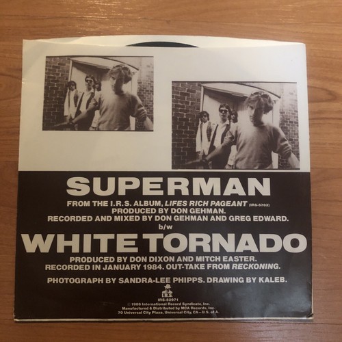 1986 R.E.M. REM SUPERMAN White Tornado IRS US 2-tk 7" vinyl Single - Picture 4 of 4