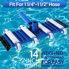 Pool Vacuum Head, 14'' Weighted Pool Vacuum Head with Bottom & Side Brushes