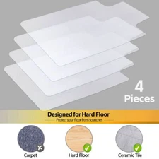 48'' x 36'' Clear PVC Floor Mat Transparent Desk Chair Mat w/ Lip for Office 4X