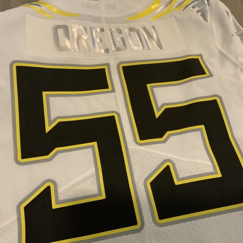 Nike Oregon Ducks Jersey White/Silver Men’s Size 40 Stitched #55 Villians - Picture 6 of 6