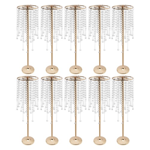 10pcs Crystal Table Centerpieces Gold Flower Stand Wedding Party Rack Decor - Picture 4 of 20