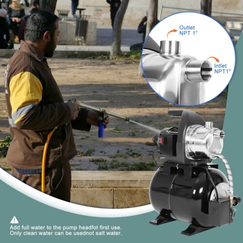 1.5HP Shallow Well Pump w/ Pressure Tank 1320GPH Stainless Steel Irrigation Pump - Picture 5 of 12