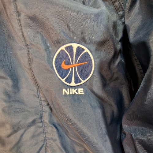 Nike Jacket Mens Medium Navy Vintage 90s Basketball Long Coat Embroidered Badge - Picture 5 of 19