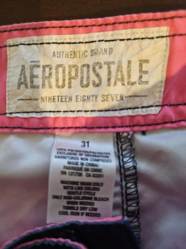 Aeropostale Mens Size 31 Swim Board Shorts Blue and Pink Floral Hawaiian Comfort - Picture 5 of 7