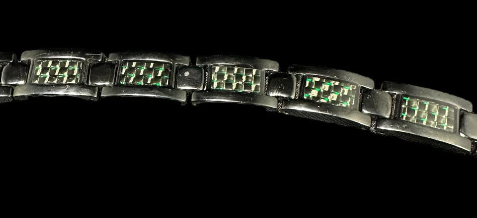 Pulsera Willis Judd Magnética Negra Titanio Verde Incrustación de Fibra de Carbono ☼ 7.5 pulgadas Foto 3 de 4