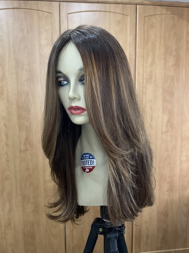 New Virgin Layered Long Blonde Brunette Full Wig Sheitel Kosher Custom Wavy - Picture 4 of 22