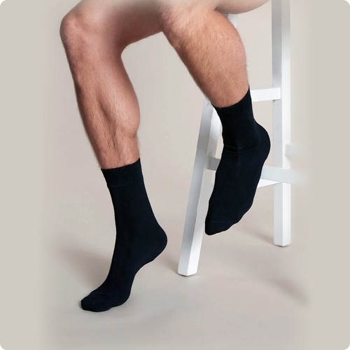 NUEVOS CALCETINES MEDIANOS DE ALGODÓN SUAVE SIN COSTURAS DE MEDIA PANTORRILLA PARA HOMBRE CON LOGOTIPO BORDADO - Imagen 9 de 10