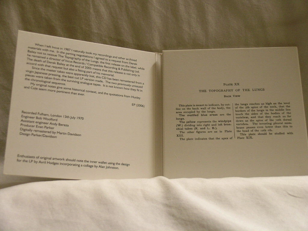 EVAN PARKER Topography of the Lungs Derek Bailey Han Bennink PSI CD digipack