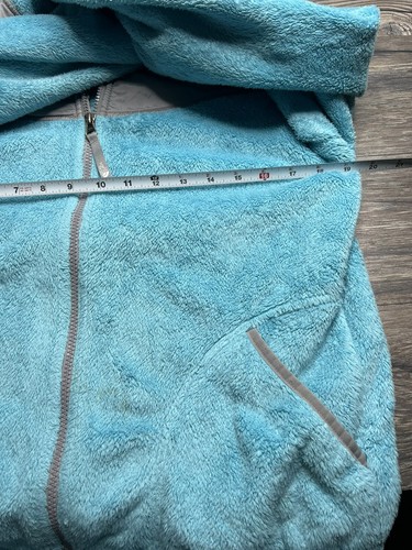 The North Face Girls XL size 18 Teal Fleece Hooded Jacket Long Sleeve Zipper - Picture 3 of 6