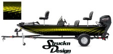 Fading Yellow Honeycomb Hexagon Black Fish Bass Boat Black Decal Wrap USA Vinyl