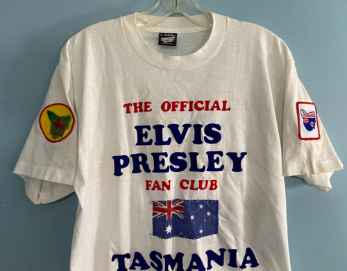 Camisa De Colección Oficial Elvis Presley Fan Club Tasmania Australia SS Parches Hágalo Usted Mismo LG - Imagen 3 de 21