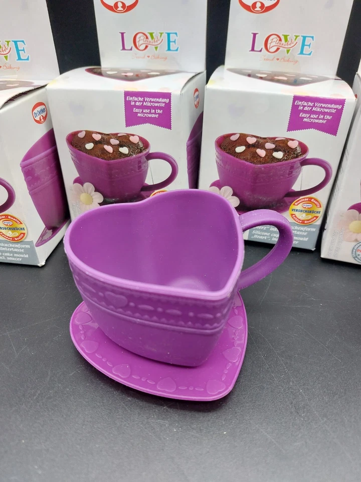 Silikon Tassenkuchenform Herz Kuchenform Herz für Tassenkuchen Dr.Oetker 4er Set - Bild 2 von 4