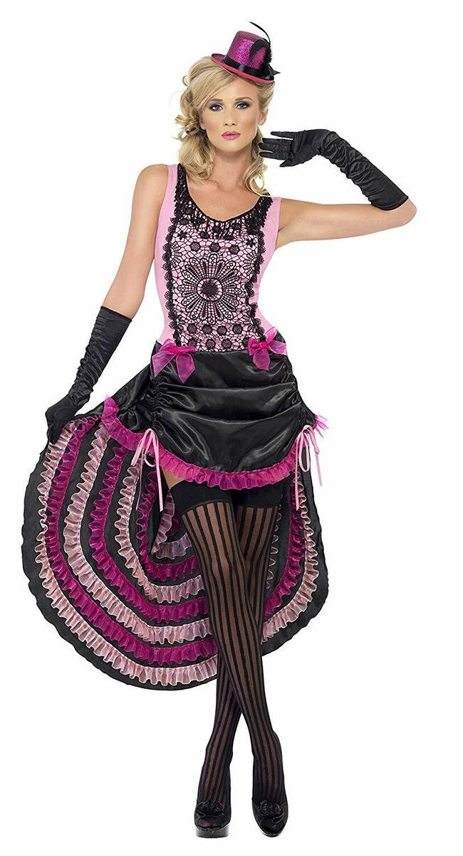 Burlesque Beauty French Can Can Saloon Girl Pink Black Costume Dress SM eBay