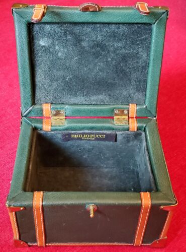 Emilio Pucci portagioie avvolto in pelle verde mini bauletto o borsetta - Foto 2 di 12