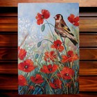 Goldfinch Bird Ceramic Art Tile Picture Floral Poppies Judith Yates Wall Decor