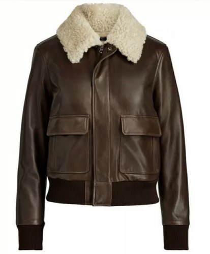 $1.998 POLO RALPH LAUREN Braunes Schaffell Shearling Lederjacke