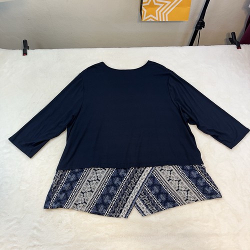 Top para mujer Jill Wearever Collection 3X azul marino a rayas dobladillo en capas elástico - Imagen 6 de 13