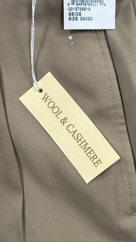 Lauren Ralph Lauren Mens Pants 38x34 Beige Super 120s Cashmere Pure Wool NEW - Picture 4 of 15